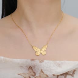 Skyrim Butterfly Pendant Necklace Stainless Steel Gold Color Women's Chain Choker Fashion Animal Jewelry New Year Gift Wholesale