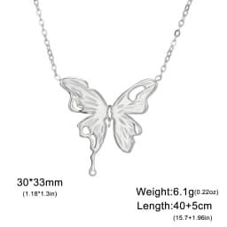 Skyrim Butterfly Pendant Necklace Stainless Steel Gold Color Women's Chain Choker Fashion Animal Jewelry New Year Gift Wholesale