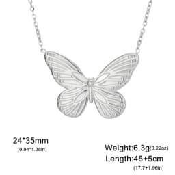 Skyrim Butterfly Pendant Necklace Stainless Steel Gold Color Women's Chain Choker Fashion Animal Jewelry New Year Gift Wholesale