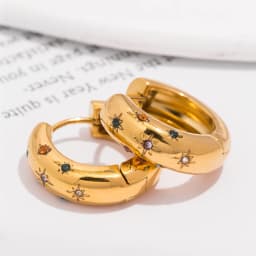 UHBINYCA Classic Inlaid Zircon Hoop Earrings for Women, Stainless Steel Plated with 18K Gold, Exquisite Earrings