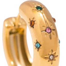 UHBINYCA Classic Inlaid Zircon Hoop Earrings for Women, Stainless Steel Plated with 18K Gold, Exquisite Earrings