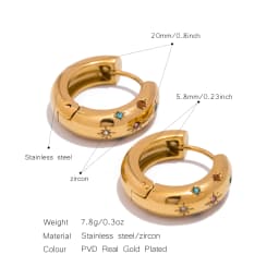 UHBINYCA Classic Inlaid Zircon Hoop Earrings for Women, Stainless Steel Plated with 18K Gold, Exquisite Earrings
