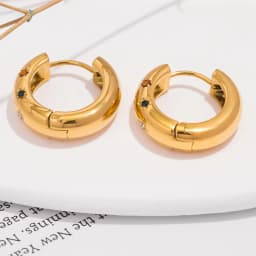 UHBINYCA Classic Inlaid Zircon Hoop Earrings for Women, Stainless Steel Plated with 18K Gold, Exquisite Earrings