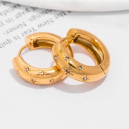 UHBINYCA Classic Inlaid Zircon Hoop Earrings for Women, Stainless Steel Plated with 18K Gold, Exquisite Earrings
