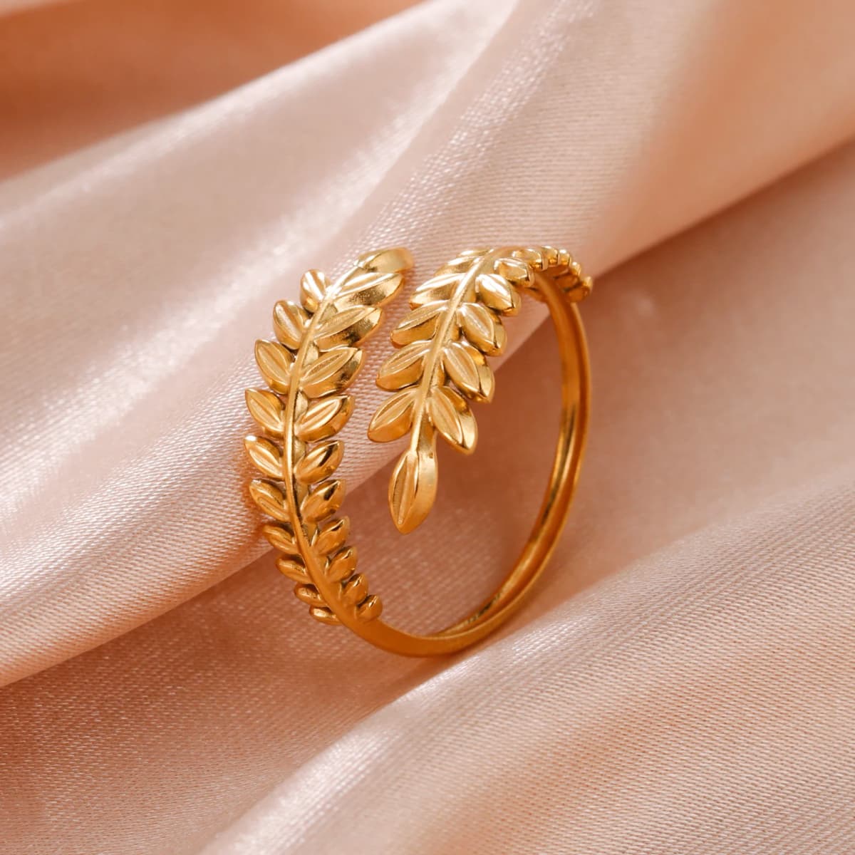 Skyrim New In Wheat Ears Leaf Ring Boho Stainless Steel Gold Color Open Women Rings 2026 Trendy Jewelry Valentine Gift Wholesale