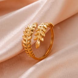 Skyrim New In Wheat Ears Leaf Ring Boho Stainless Steel Gold Color Open Women Rings 2026 Trendy Jewelry Valentine Gift Wholesale