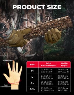 KEMIMOTO Hunting Tactical Gloves For Men Outdoor Climbing Work Gloves With Rubber Guard Touchscreen Sports Motorcycle Gloves