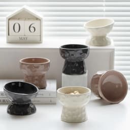 Ceramic Cat Bowl Creative Slanted/Flat Mouth Dog Food Feeding Basin Non-slip Multi-use Pet High Foot Bowl Water Container