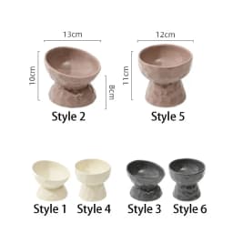 Ceramic Cat Bowl Creative Slanted/Flat Mouth Dog Food Feeding Basin Non-slip Multi-use Pet High Foot Bowl Water Container