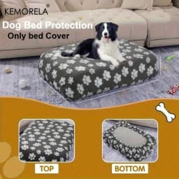 KEMORELA Cute Cartoon Footprints Plush Warm Dog Bed Cover Washable Reusable Good Elasticity Winter for Small to Large Dogs