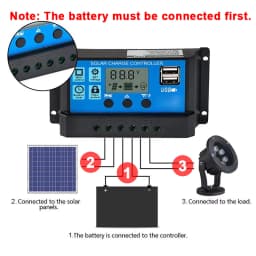 Regolatore solare 12V/24V 30A 20A 10A regolatore solare caricabatteria PWM Display LCD doppia uscita USB 5V