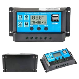 Regolatore solare 12V/24V 30A 20A 10A regolatore solare caricabatteria PWM Display LCD doppia uscita USB 5V