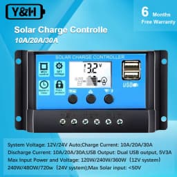 Regolatore solare 12V/24V 30A 20A 10A regolatore solare caricabatteria PWM Display LCD doppia uscita USB 5V