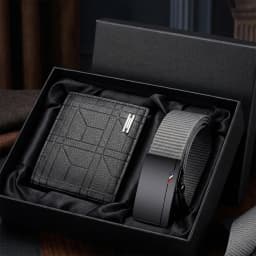 2pcs Fashion Simple Men's Belt Wallet Set High Quality Men's Casual Sports Belt Accessories Birthday and Holiday Gifts for Dad