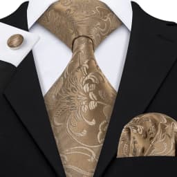 Orange Brown Mens Tie Hanky Cufflinks Set Gold Coffee Jacquard Designer Necktie For Male Wedding Business silk Party