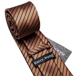 Orange Brown Mens Tie Hanky Cufflinks Set Gold Coffee Jacquard Designer Necktie For Male Wedding Business silk Party