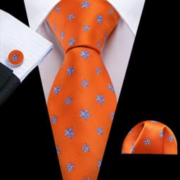 Orange Brown Mens Tie Hanky Cufflinks Set Gold Coffee Jacquard Designer Necktie For Male Wedding Business silk Party