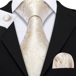Orange Brown Mens Tie Hanky Cufflinks Set Gold Coffee Jacquard Designer Necktie For Male Wedding Business silk Party