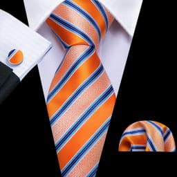Orange Brown Mens Tie Hanky Cufflinks Set Gold Coffee Jacquard Designer Necktie For Male Wedding Business silk Party