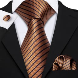Orange Brown Mens Tie Hanky Cufflinks Set Gold Coffee Jacquard Designer Necktie For Male Wedding Business silk Party