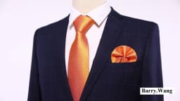 Orange Brown Mens Tie Hanky Cufflinks Set Gold Coffee Jacquard Designer Necktie For Male Wedding Business silk Party