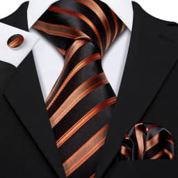 Orange Brown Mens Tie Hanky Cufflinks Set Gold Coffee Jacquard Designer Necktie For Male Wedding Business silk Party