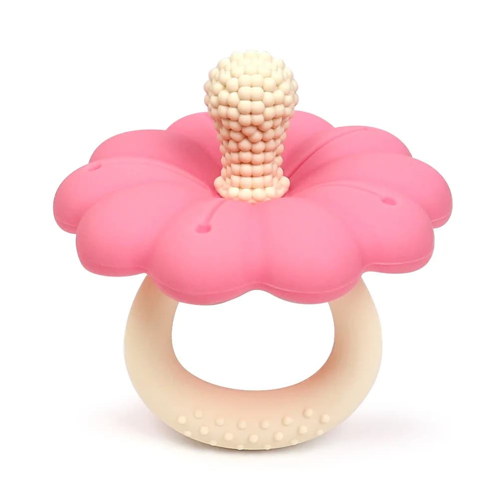 2026 Hot Sale Baby Flower Shape Teether Silicone Pacifier Teether Big Size Baby BPA Free Teether Toy