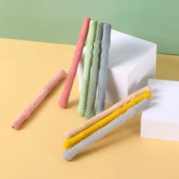Newborn Hollow Teething Tube Baby Silicone Teether Stick Biting Chewing Straws Nursing Soother Molar Toy Gift for Infants