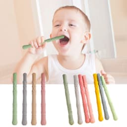Newborn Hollow Teething Tube Baby Silicone Teether Stick Biting Chewing Straws Nursing Soother Molar Toy Gift for Infants