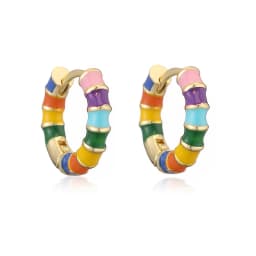 HECHENG, 15MM Enamel Dripping Oil Craft Sweet and Colorful Earrings Ethnic Style Personalized Women's Jewelry 1 Pair