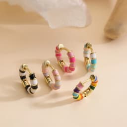 HECHENG, 15MM Enamel Dripping Oil Craft Sweet and Colorful Earrings Ethnic Style Personalized Women's Jewelry 1 Pair