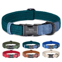 Custom Dog Collar Dog Durable Nylon Dog Collars Free Engraved Pet Name Buckle Necklace Adjustable for Small Medium Large Dogs