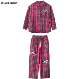 Boys Hip Hop Cool Plaid Shirt Street Dance Pants Girls Fashion Blouse Baggy Sweatpants Children Streetwear Kid Jazz Clothes Sets