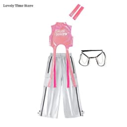 Hip Hop Girls Sweet Shiny Crop Top Silver Cargo Pants Kids K-pop Jazz Dance Clothes Sets Children Streetwear Girl Group Costumes