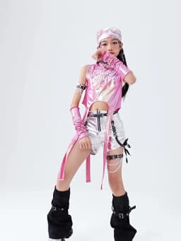 Hip Hop Girls Sweet Shiny Crop Top Silver Cargo Pants Kids K-pop Jazz Dance Clothes Sets Children Streetwear Girl Group Costumes