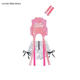 Hip Hop Girls Sweet Shiny Crop Top Silver Cargo Pants Kids K-pop Jazz Dance Clothes Sets Children Streetwear Girl Group Costumes
