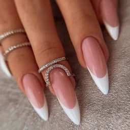 24Pcs Long Stiletto Fake Nails Spicy Girls Charm Manicure Pink Press On Nails Full Cover French False Nails Art for Women