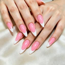 24Pcs Long Stiletto Fake Nails Spicy Girls Charm Manicure Pink Press On Nails Full Cover French False Nails Art for Women