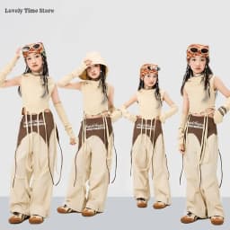 Girls Hip Hop Hoodies Joggers Pants Child Street Dance Hooded Crop Top Costume Kids K-pop Streetwear Jazz Girl Group Clothes Set