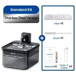 DownyPaws 2.5L Automatic Stainless Steel Cat Water Fountain 4000mAh Wireless Pet Drinker Battery & Sensor 2 in 1 Dispenser