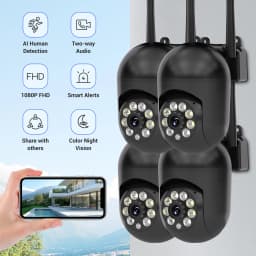 Ease Life APP 4/2/1PC Upgraded Black 5G/2.4G WiFi Security Camera Color Night Vision Motion Detection Tracking Indoor Outdoor AI