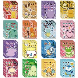 16Sheets Pokemon Make A Face Puzzle Stickers Pikachu Charizard for Kids Make Your Own DIY Game Children Cartoon Jigsaw Toys Gift