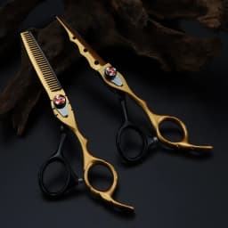 Professional Japan steel 6 '' 7 colors Flame gem hair scissors set cutting barber haircut thinning shears hairdressing scissors