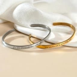 Lemegeton Engraved Name Bracelet Custom Roman Number Date Bangle Stainless Steel Jewelry Personalized Cuff Bracelet Mom Gifts