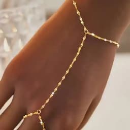 Fashion Multilayer Rhinestone Beaded Bracelet Ring for Women Light Luxury Metal Finger Chain Party Jewelry Accessories Gifts