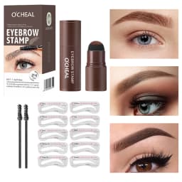 O'CHEAL One Step Eyebrow Stamp Shaping Kit Set Hair Cover Up Powder Contouring Stick Hairline Shadow Powder Brow Shape 10 Pcs