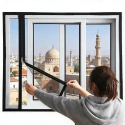 Black anti-mosquito window screen with zipper, self-adhesive mosquito net, invisible sheer, anti-mosquito