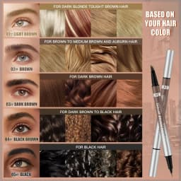 Dual Ended Eyebrow Pencil Waterproof Highly Pigmented Long Lasting Non Smudge 4D Microblading Effect 2 in 1 Liquid Pen