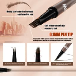 Dual Ended Eyebrow Pencil Waterproof Highly Pigmented Long Lasting Non Smudge 4D Microblading Effect 2 in 1 Liquid Pen