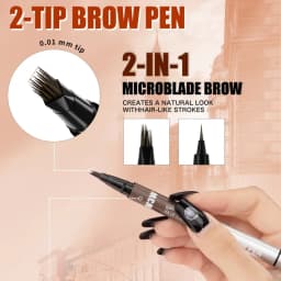 Dual Ended Eyebrow Pencil Waterproof Highly Pigmented Long Lasting Non Smudge 4D Microblading Effect 2 in 1 Liquid Pen